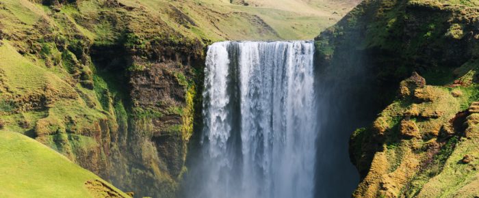 Skogafoss waterfall in Iceland in summer